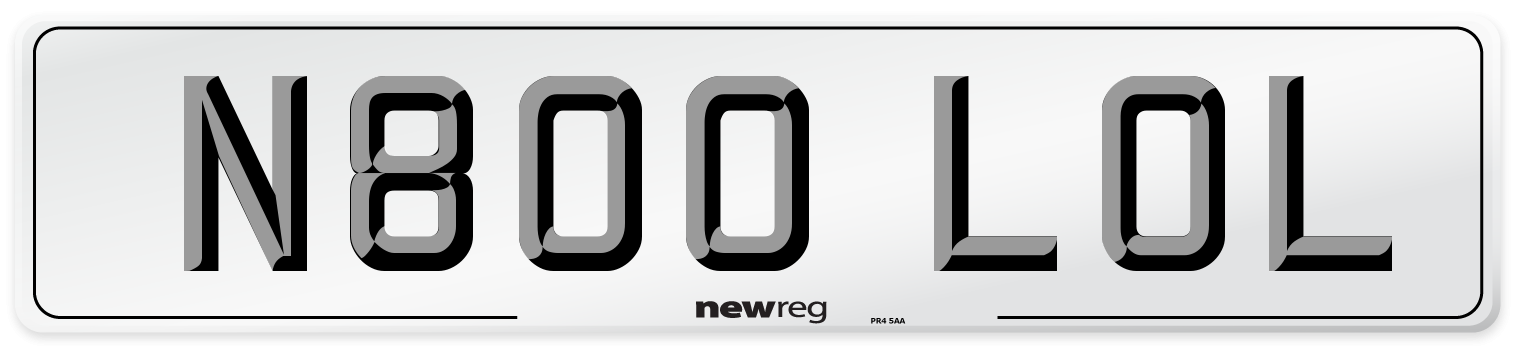 N800 LOL Number Plate from New Reg